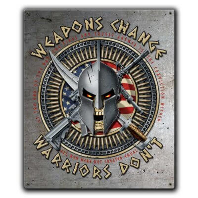 Weapons Change Warriors Don’t Spartan Devil Dog Veteran Custom 12 x 15 Vintage Sign